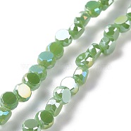 Electroplate Glass Beads Strands, AB Color Plated, Faceted, Flat Round, Lime Green, 4.5x3mm, Hole: 1mm, about 145~150pcs/strand, 22.83''(58cm)(GLAA-E036-03D)