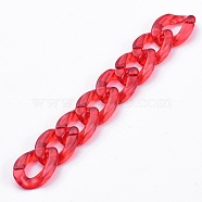 Handmade Transparent Acrylic Curb Chains, Unwelded, Red, 39.37 inch(100cm), Link: 23x17x4.5mm, 1m/strand(X-AJEW-JB00833-05)