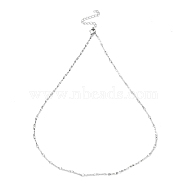 304 Stainless Steel Textured Bar Link Chain Necklace, Stainless Steel Color, 17.52 inch(44.5cm)(NJEW-K249-10P)