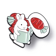 Cartoon Enamel Pin, Electrophoresis Black Alloy Cute Animal Badge for Backpack Cloth, Rabbit Pattern, 27x33.5x1.4mm(JEWB-I021-02B)