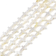 Natural Freshwater Shell Beads Strands, Cross, WhiteSmoke, 10~10.5x7x2.5mm, Hole: 0.5mm, about 38pcs/strand, 15 inch(38.1cm)(BSHE-G036-05A)