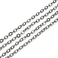 Brass Cable Chains, Soldered, Flat Oval, Gunmetal, 3.2x2.5x0.4mm, Fit for 0.8x5mm Jump Rings(X-CHC-T008-06C-B)