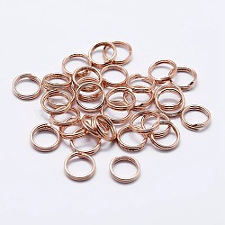 925 Sterling Silver Split Jump Rings, Double Loop Jump Rings, Round Rings, Rose Gold, 4x2mm, Inner Diameter: 2.5mm(STER-F036-01RG-1x4mm)