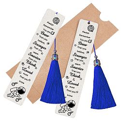 DIY Rectangle Bookmark Making Kits, Including Stainless Steel Bookmark Card, Polyester Tassel, Human Pattern, Card: 125x26mm, 2pcs/set(DIY-CP0006-84H)