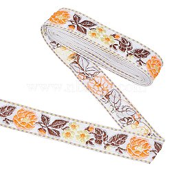 Ethnic Style Polyester Ribbons, Jacquard Ribbon, Flower Pattern, for Sewing Decoration, Colorful, 1-1/8 inch(28mm), about 5m/Bundle(OCOR-WH0077-34D)