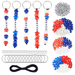 Independence Day DIY Acrylic Heart & Star Beads Keychain Making Kits, Mixed Color, 5x5x5mm, Hole: 2mm, 200pcs(DIY-AR0004-17)