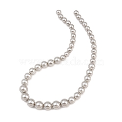 Electroplated Glass Pearl Graduated Beads Strands, Smooth Round, Gainsboro, 8~12mm, Hole: 0.9~1mm, about 43~45pcs/strand, 16.06~16.41 inch(40.8~41cm)(BSHE-C011-03D)