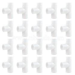 PVC Tee Fittings, for Threaded Poultry Nipples Chicken Waterer, White, 75x52x24mm, Hole: 23mm(AJEW-WH0113-93)