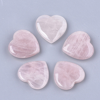 Natural Rose Quartz Heart Love Stone, Pocket Palm Stone for Reiki Balancing, 29.5x30x6~8mm