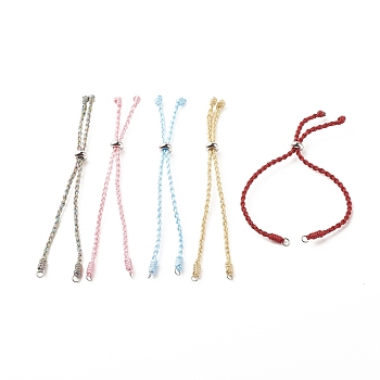 Braided Polyester Cord Bracelet, with 201 Stainless Steel Beads, for Slider Bracelets Making, Mixed Color, 9-7/8 inch(25cm), 2~4mm