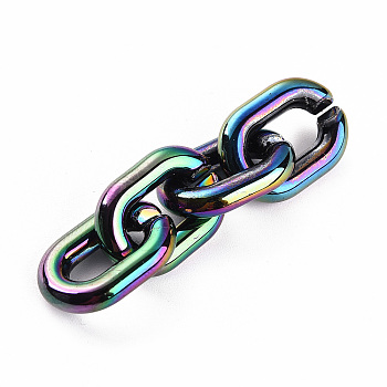 Acrylic Linking Rings, Quick Link Connectors, For Jewelry Chains Making, AB Color Plated, Oval, Rainbow color Plated, 23.5x17.5x5mm, Inner Diameter: 6.5X8mm