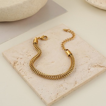 304 Stainless Steel Chain Bracelets for Women, Golden, 6.89 inch(17.5cm)