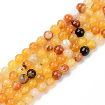 Natural Sardonyx Beads Strands, Dyed & Heated, Round, Gold, 6mm, Hole: 1mm, about 63~65pcs/strand, 14.76 inch(37.5cm)