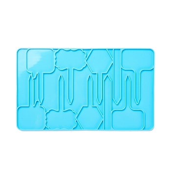 DIY Label Silicone Molds, Resin Casting Molds, For UV Resin, Epoxy Resin Jewelry Making, Mixed Shapes, Deep Sky Blue, 153x255x5mm