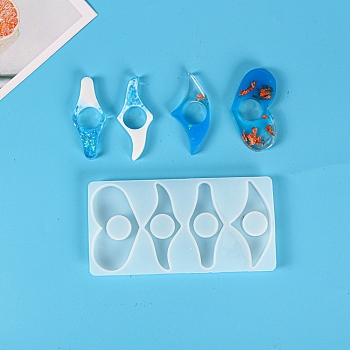 Thumb Ring Page Holder Silicone Molds, Thumb Bookmark Epoxy Resin Casting Mold, DIY Reading Accessories Gifts for Readers, Book Lovers, Mixed Shape, White, 17x8.8x1cm, Inner Diameter: 7.8x3.2~3.8Cm