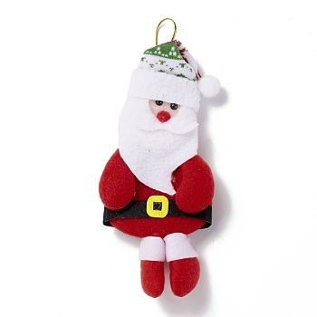 Non Woven Fabric Christmas Pendant Decorations, with Plastic Eyes, Santa Claus, FireBrick, 190mm