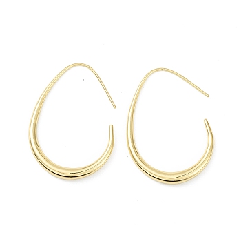 Brass Teardrop Dangle Earrings for Women, Real 18K Gold Plated, 40x29x4mm, Pin: 1mm