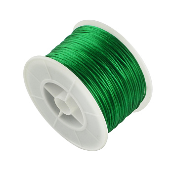 Round Nylon Thread, Rattail Satin Cord, for Chinese Knot Making, Green, 1mm, 100yards/roll