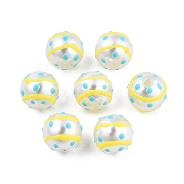 Spot Pattern Opaque ABS Plastic Imitation Pearl Enamel Beads(KY-G020-02D)-3