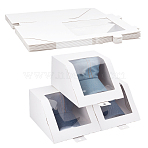 Cardboard Paper Jewelry Boxes, Gift Packaging Boxes with Visible Window, Rectangle, White, 22x19.6x12cm(CON-WH0100-53A)