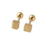 S999 Fine Silver Stud Earrings, Cube, Golden, 3x3mm(EJEW-M064-02G)