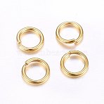 304 Stainless Steel Open Jump Rings, Round, Real 24K Gold Plated, 18 Gauge, 9x1mm, Inner Diameter: 7mm(STAS-O098-02G-06)