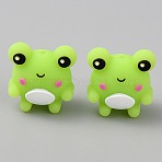 Silicone Beads, Frog, Yellow Green, 26.5x25x17mm, Hole: 2mm(SIL-SZ0007-01B)