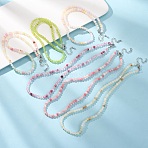 4MM Dyed Natural Green Jade Round Beaded Necklaces, with Brass End Chains, Platinum, Mixed Color, 16.54 inch(42cm)(GG-CBAA808-04P-A)