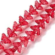 Transparent Glass Beads Strand, Butterfly, Dark Red, 8x15x4.5mm, Hole: 1mm, about 60pcs/strand, 13.78~14.17 inch(35cm~36cm)(GLAA-K002-02I)