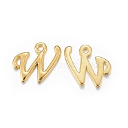Golden Plated Alloy Letter Pendants, Rack Plating, Letter.W, 15x13x2mm, Hole: 1.5mm(X-PALLOY-P097-01-W)