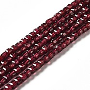 Natural Garnet Beads Strands, Faceted, Square, 2.5x2.5x3mm, Hole: 0.6mm, about 158~159pcs/strand, 15.31~15.51''(38.9~39.4cm)(G-B026-09)