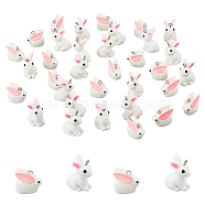 40Pcs 2 Styles Opaque Resin Pendants, Easter 3D Rabbit Charms with Platinum Tone Iron Loops, White, 16~24x13~19x11~19mm, Hole: 1.8~2mm, 20pcs/style(RESI-DC0001-31)