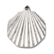 304 Stainless Steel Pendants, Shell Shape Charm, Stainless Steel Color, 20.5x17.5x1.8mm, Hole: 1.5mm(STAS-D025-07P)