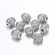 Tibetan Style Alloy Beads, Lead Free & Nickel Free & Cadmium Free, Drum, Antique Silver, about 6mm in diameter, 6mm thick, hole: 2mm(X-LF0604Y-NF)
