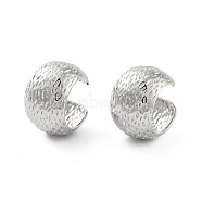 Brass Thick Cuff Earrings, Long-Lasting Plated, Cadmium Free & Lead Free, Platinum, 20.5x14mm(EJEW-Q811-39P)