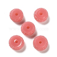 Opaque Resin Beads, Textured Rondelle, Indian Red, 12x7mm, Hole: 2.5mm(RESI-B020-07H)