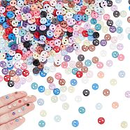 Nylon Tiny Button, Micro Buttons, Sewing Buttons, 2-Hole, Mixed Color, 4.5x1.5mm, Hole: 0.8mm, 450pcs/box(BUTT-NB0001-15)