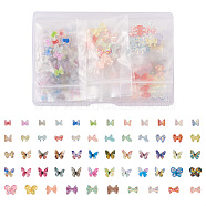 1 Box 195Pcs 21 Colors 3D Butterfly Resin Cabochons, Nail Art Studs, Nail Art Decoration Accessories, Mixed Color(MRMJ-PJ0001-04)