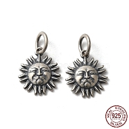 Thailand 925 Sterling Silver Charms, with Jump Rings, Sun, with S925 Stamp, Antique Silver, 13x11x2mm, Hole: 4mm(STER-NH0001-06AS)