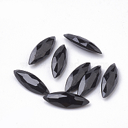 Natural Black Spinel Beads, No Hole/Undrilled, Faceted, Horse Eye, 9x3x2mm(G-Q989-005C-3x9)
