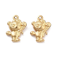 316 Surgical Stainless Steel Pendants, Mouse Charm, Real 18K Gold Plated, 17x12.5x4mm, Hole: 1mm(STAS-B072-04G-01)