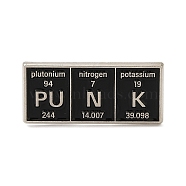 Chemical Element Enamel Pins, Platinum Tone Alloy Brooches for Backpack Clothes, Black, 14x31x1.5mm(JEWB-Q033-02B-01P)