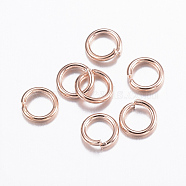 304 Stainless Steel Jump Rings, Open Jump Rings, Rose Gold, 21 Gauge, 4.5x0.7mm, Inner Diameter: 3.1mm(X-STAS-H380-09RG)