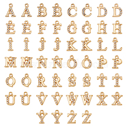 2 Sets Alloy Rhinestone Charms, Alphabet, Letter A~Z, Crystal, Light Gold, 12.5~13.5x5.5~12x2.5mm, Hole: 1.4mm, 26pcs/set(ALRI-DC0001-07)