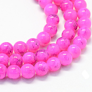 Baking Painted Glass Round Beads Strands, Hot Pink, 8.5~9mm, Hole: 1.5mm, about 105pcs/strand, 31.8 inch(X-DGLA-Q019-8mm-68)