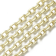 Unwelded Iron Cable Chains, Diamond Cut Chains, with Spool, Real 16K Gold Plated, Real 16K Gold Plated, 10.7x6.8x1.9mm, about 32.8 Feet(10m)/roll(CH-S125-20A-04)