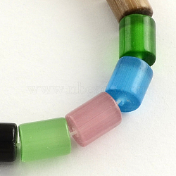 Cat Eye Glass Bead Strands, Column, Mixed Color, 10x7.5mm, Hole: 1mm, about 38pcs/strand, 14 inch(X-CE-R010-02)