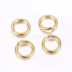 304 Stainless Steel Open Jump Rings, Real 24K Gold Plated, 18 Gauge, 9x1mm, Inner Diameter: 7mm(STAS-O098-02G-06)