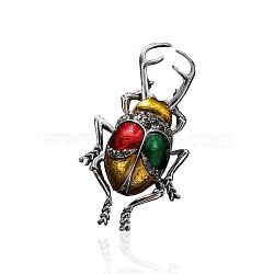 Beetle Rhinestone Enamel Pins, Insect Alloy Badge for Backpack Clothes, Platinum, Gold, 50x25mm(PW-WG7A582-01)