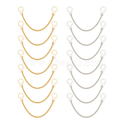 20Pcs 2 Colors Iron Curb Chain Sew On Coat Hanging Chains, with 304 Stainless Steel Loops, Mixed Color, 10cm, 2 colors, 10pcs/color, 20pcs/set(FIND-NB00001)